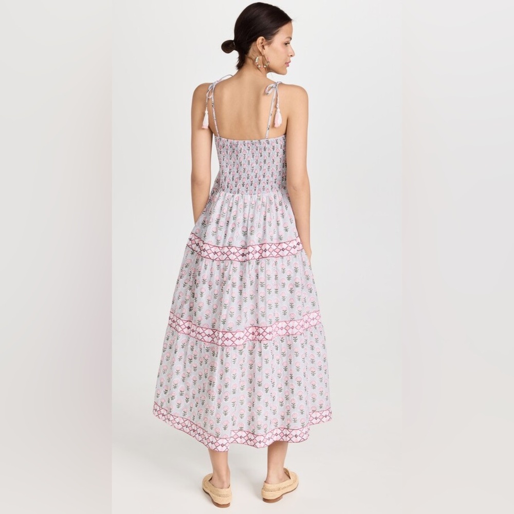 Marea by Liz Joy Veranda Floral Tier Tassel Tie Block Print Midi Maxi Dress - Picture 2 of 14